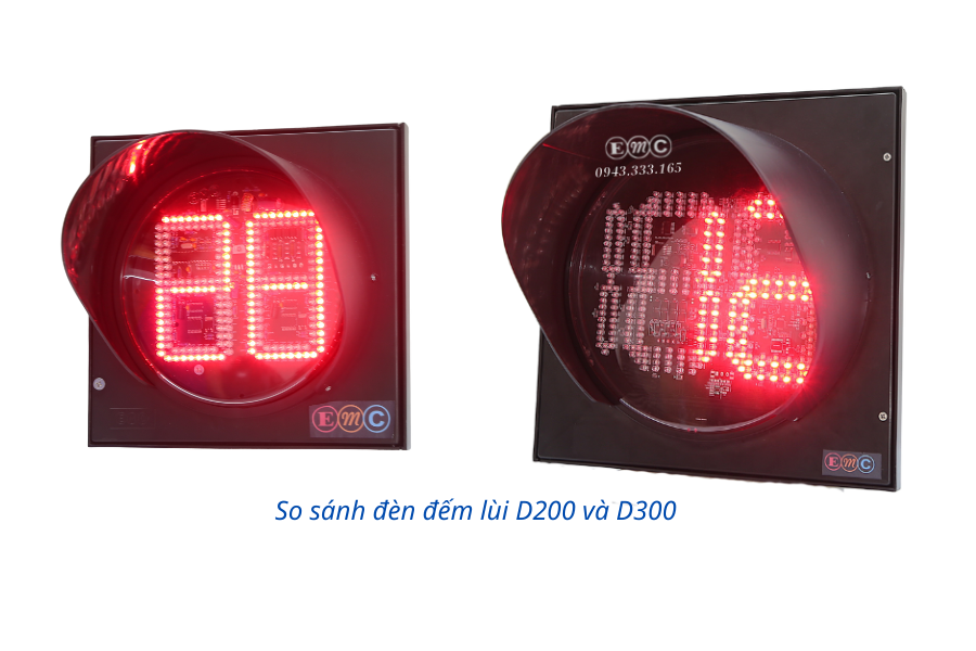 So sánh đèn đếm lùi D200 và D300 – Nên chọn loại nào cho hệ thống giao thông?